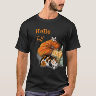 Camiseta Hello Fall con Gato y Ratón caprichosos