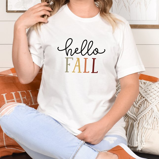 Camiseta Hello Fall Cute Colorful Otumn Tshirt Women (Subido por el creador)