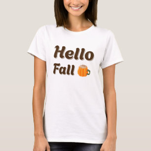 Camiseta Hello Fall - Diseño acogedor del café de otoño