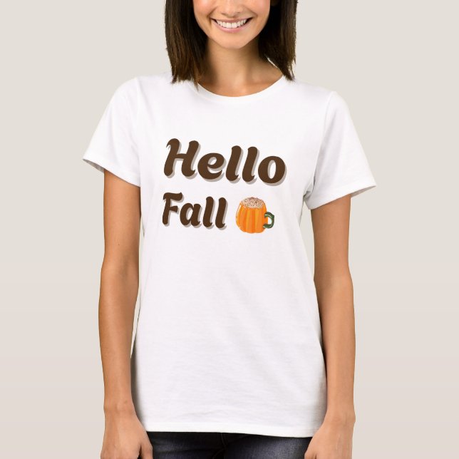 Camiseta Hello Fall - Diseño acogedor del café de otoño (Anverso)