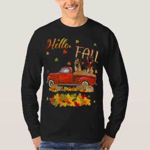 Camiseta Hello Fall German Shepherd Leaf Autumn Red Truck D