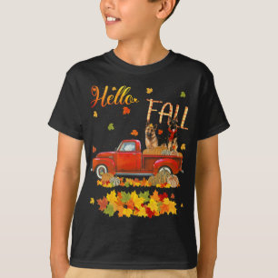 Camiseta Hello Fall German Shepherd Leaf Autumn Red Truck D