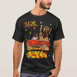 Camiseta Hello Fall German Shepherd Leaf Autumn Red Truck D