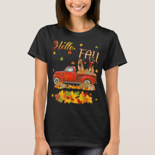 Camiseta Hello Fall German Shepherd Leaf Autumn Red Truck D