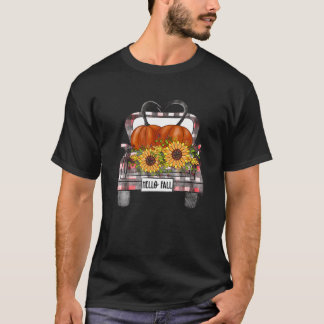 Camiseta Hello Fall Leopard Pumpkins Truck Fall