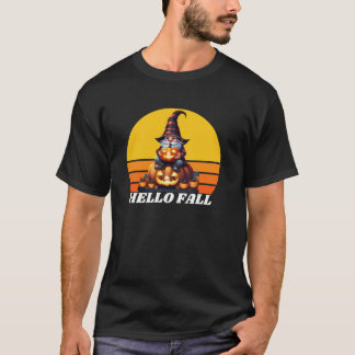 Camiseta Hello Fall Pumpkin Plaid Truck Gnomes For Hallowee