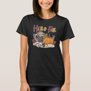 Camiseta Hello Fall Retro Calabaza Spice Latte