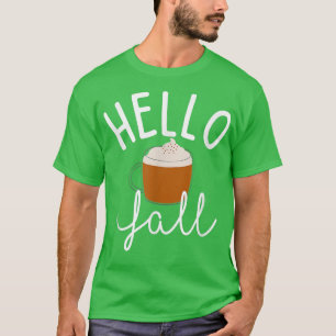 Camiseta Hello Fall Season Hot Chocolate Halloween Thanksgi