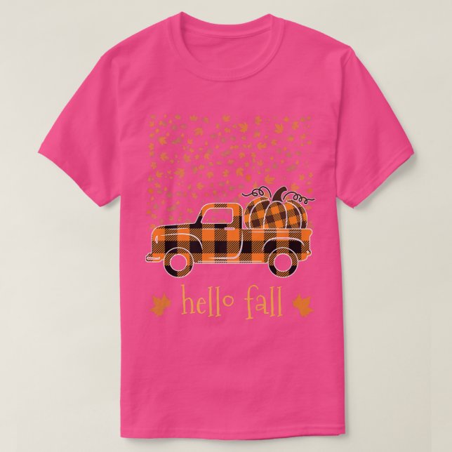 Camiseta Hello Fall Shirt Funny Halloween Pumpkin Buffalo P (Diseño del anverso)