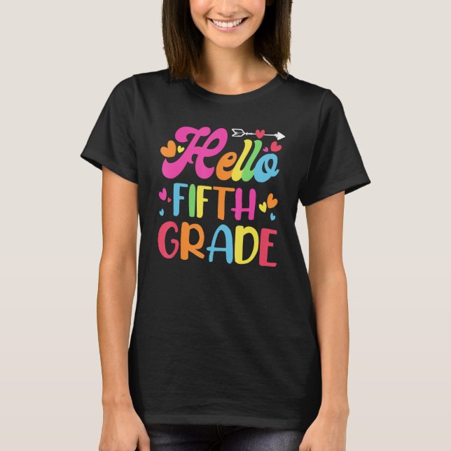 Camiseta Hello Fifth 5th Grade Cute Back to School 5th Grad (Anverso)