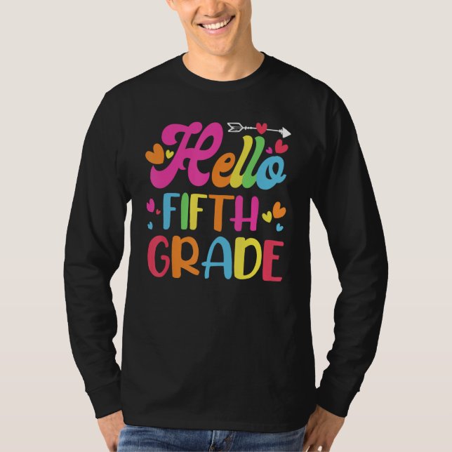 Camiseta Hello Fifth 5th Grade Cute Back to School 5th Grad (Anverso)