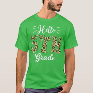 Camiseta Hello Fifth Grade Back To School 1st Day Leopard T