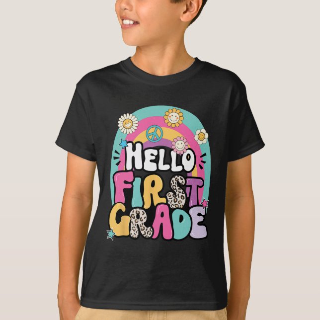 Camiseta Hello First Grade Byck To School Teacher First Day (Anverso)