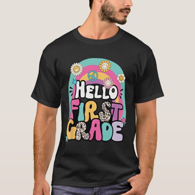 Camiseta Hello First Grade Byck To School Teacher First Day (Anverso)