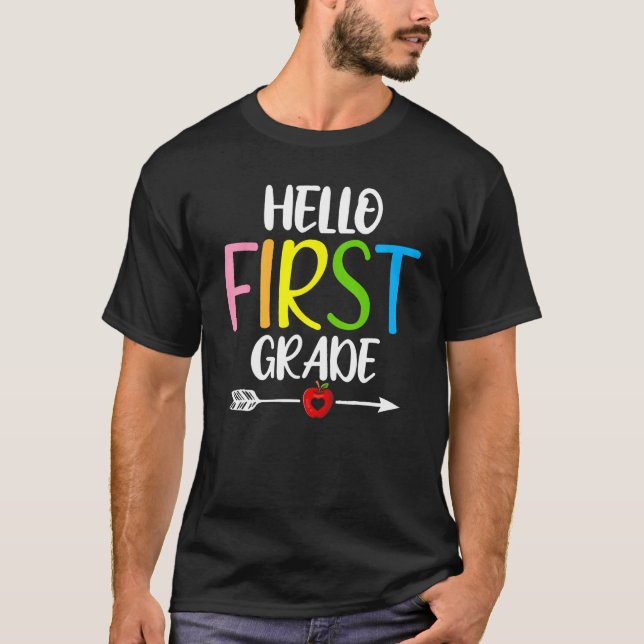 Camiseta Hello First Grade Welcome Back to School Teacher K (Anverso)