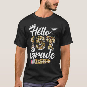 Camiseta Hello First Grado Leopard Print 1º Grado Volver a