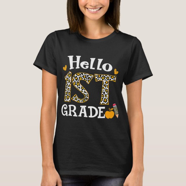 Camiseta Hello First Grado Leopard print 1º Grado Volver a (Anverso)
