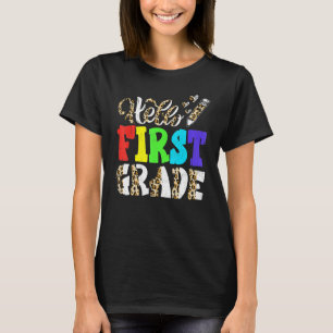 Camiseta Hello First Grado Leopard Print 1º Grado Volver a