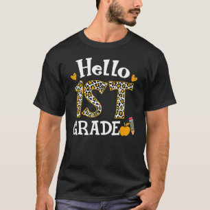 Camiseta Hello First Grado Leopard Print 1º Grado Volver a