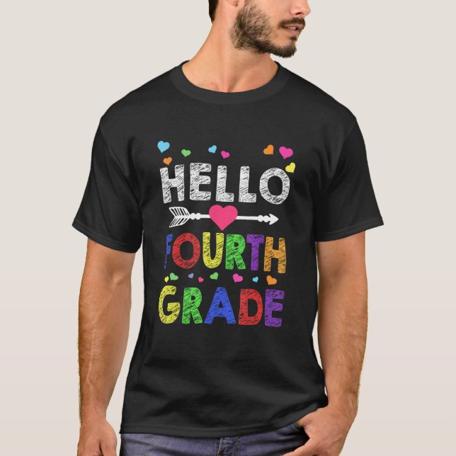 Camiseta Hello Fourth Grade Team Kinder Back To School Teac (Anverso)