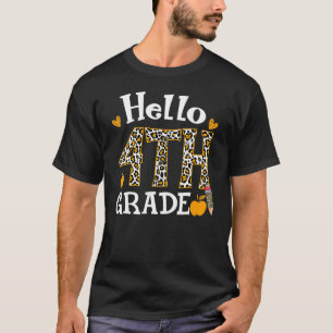 Camiseta Hello Fourth Grado Leopard Print 4Grado Back to
