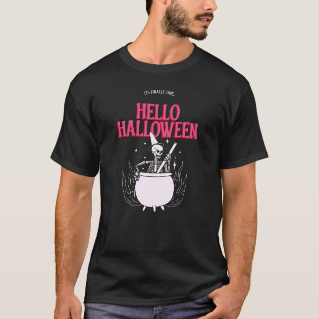 Camiseta Hello Halloween Witch Brew T-Shirt (Anverso)