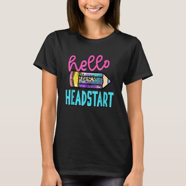 Camiseta Hello Headstart Pencil Leopardo de vuelta a la esc (Anverso)