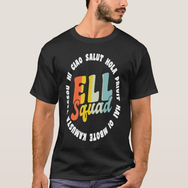 Camiseta Hello In Different Languages ELL English Language  (Anverso)