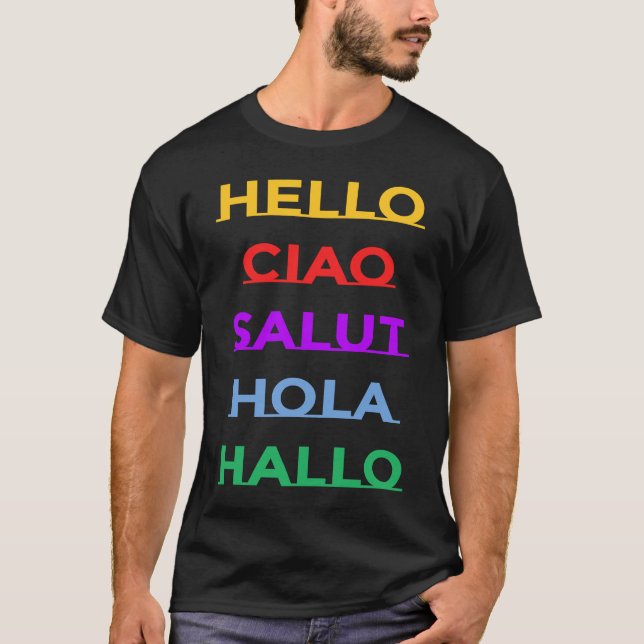 Camiseta Hello In Different Languages For Adults and Kids   (Anverso)