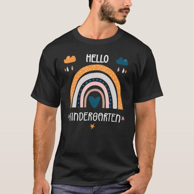 Camiseta Hello Kindergarten  First Day Of School Rainbow (Anverso)