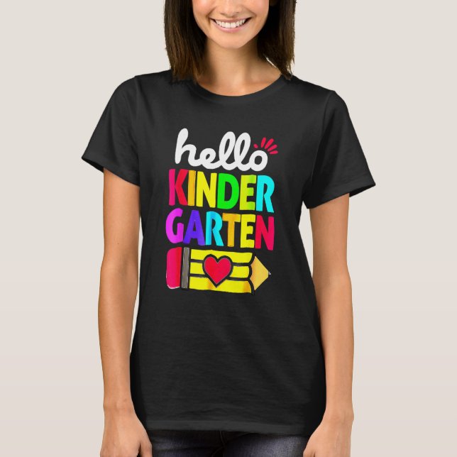 Camiseta Hello Kindergarten Pencil Heart Back To School Tea (Anverso)
