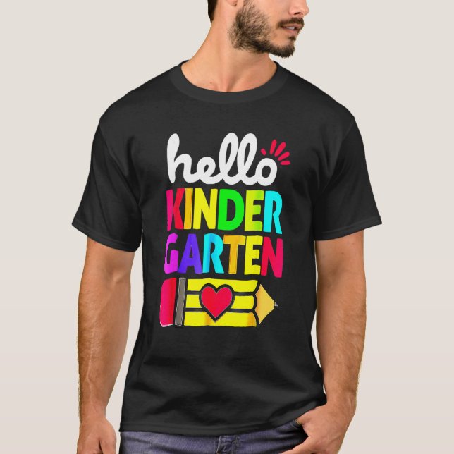 Camiseta Hello Kindergarten Pencil Heart Back To School Tea (Anverso)