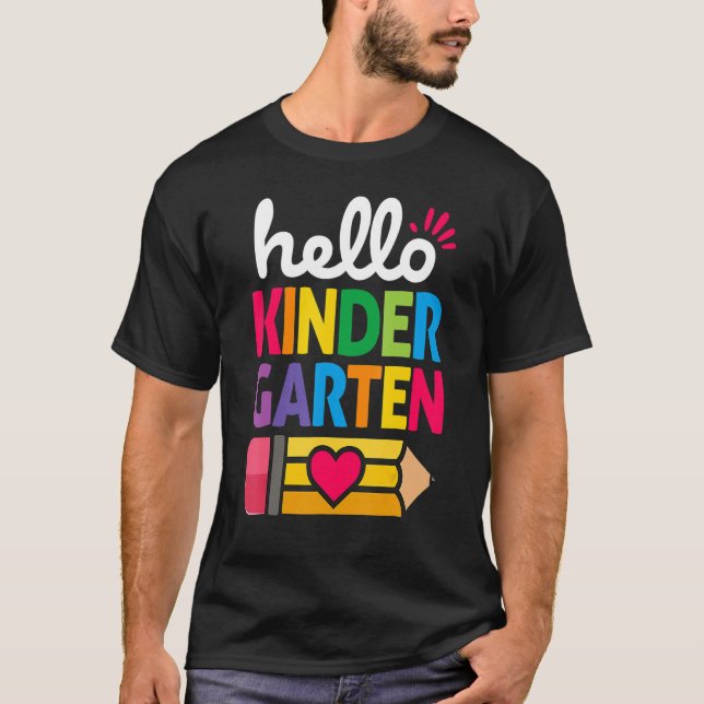 Camiseta Hello Kindergarten Pencil Teacher And Student Back (Anverso)