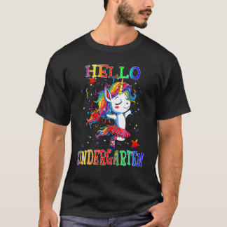 Camiseta Hello Kindergarten Student Back To Shcool Unicorn 