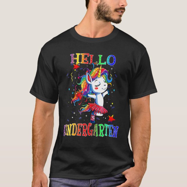 Camiseta Hello Kindergarten Student Back To Shcool Unicorn  (Anverso)