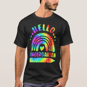 Camiseta Hello Kindergarten Tie Dye Boho Rainbow Back To Sc