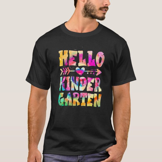 Camiseta Hello Kindergarten Tie Dye First Day Cute Back To  (Anverso)