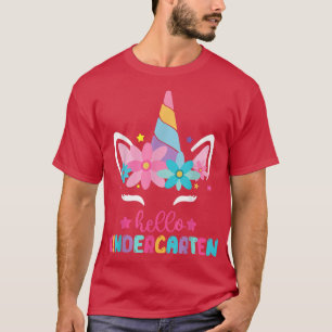 Camiseta Hello Kindergarten Unicorn Back To School Kids Gir