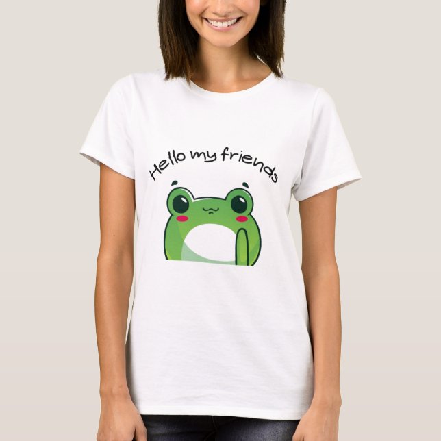 Camiseta Hello My Friends | Cute Frog Kawaii T-Shirt (Anverso)