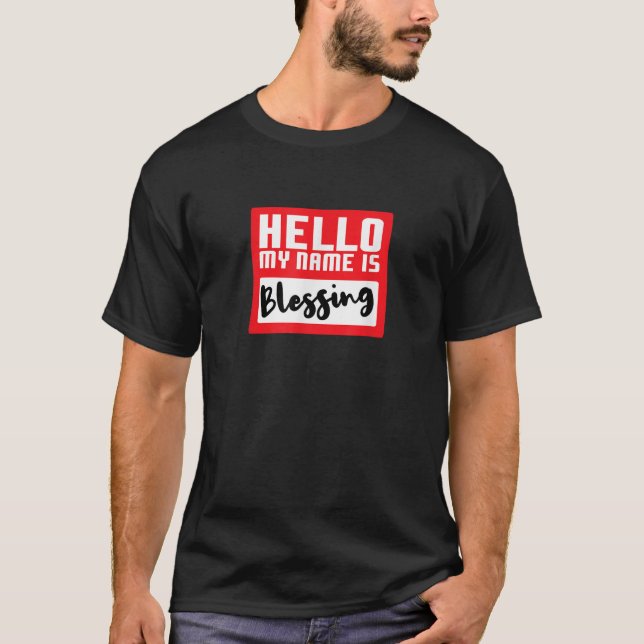 Camiseta Hello My Name is Blessing in Disguise Funny Hallow (Anverso)