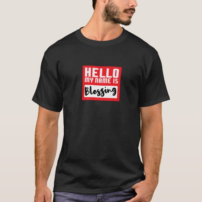 Camiseta Hello My Name is Blessing in Disguise Funny Hallow (Anverso)