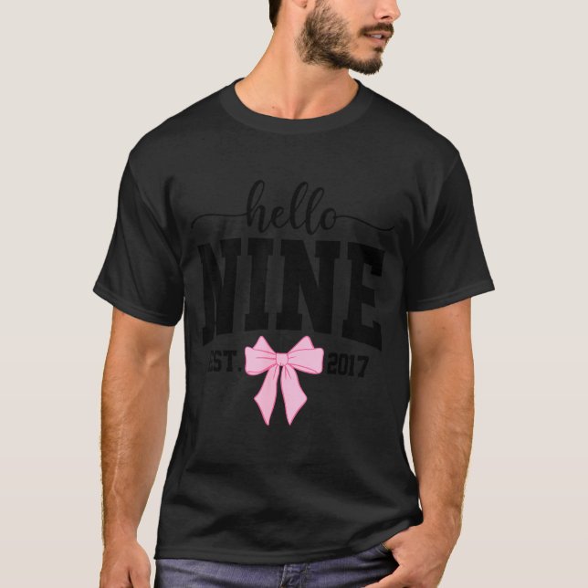 Camiseta Hello Nine Est 2017 Coquette Bow 9th Birthday Girl (Anverso)