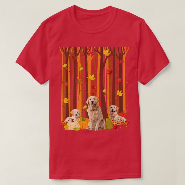 Camiseta Hello Otoño Golden Retriever Maple Leaf Fall Pump (Diseño del anverso)