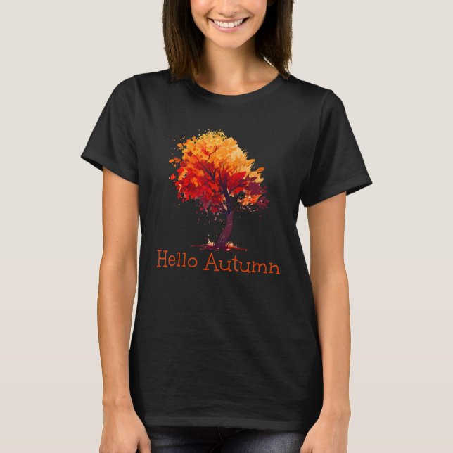 Camiseta Hello Otumn red Tree Season (Anverso)