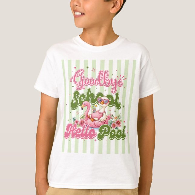 Camiseta Hello Pool Party Rayas Verdes  (Anverso)