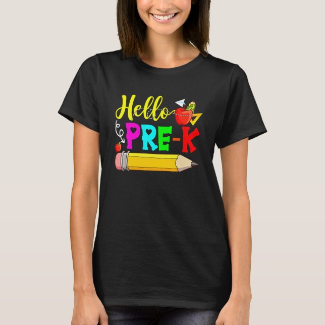 Camiseta Hello Pre K Back To School First Day Of School 1 (Anverso)