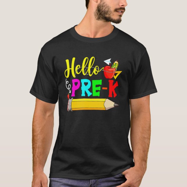 Camiseta Hello Pre K Back To School First Day Of School 1 (Anverso)