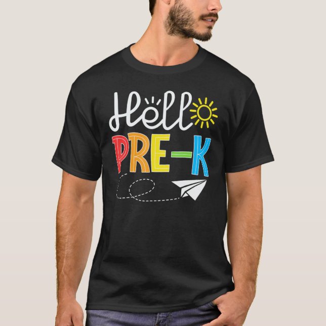 Camiseta Hello Pre K Fun PreSchool Backto School   Student  (Anverso)
