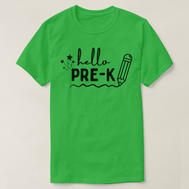 Camiseta Hello Pre K Grado 6 (Diseño del anverso)