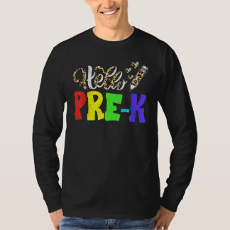 Camiseta Hello Pre K Leopard Print Pre K Back To School
